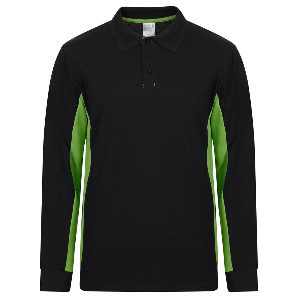 polo velilla maniche lunga total match cod 105514 nero/chartreuse xs
