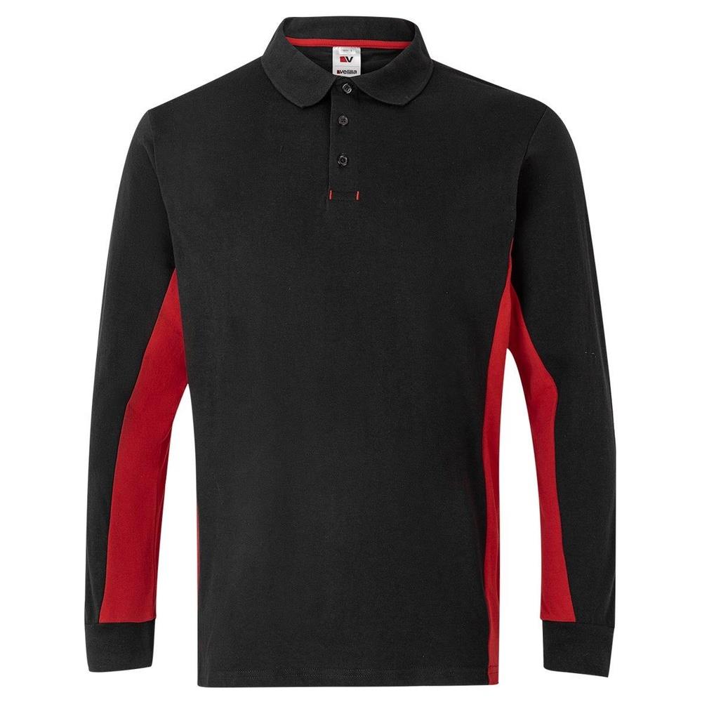 polo velilla maniche lunga total match cod 105514 nero/rosso xs