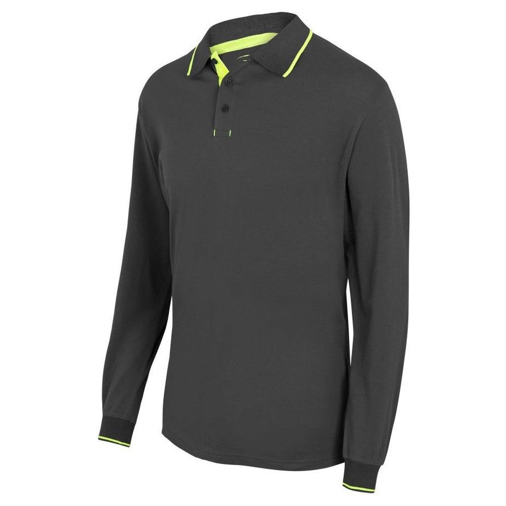 polo velilla maniche lunghe fluor match cod 105515 grigio/giallo fluo xs