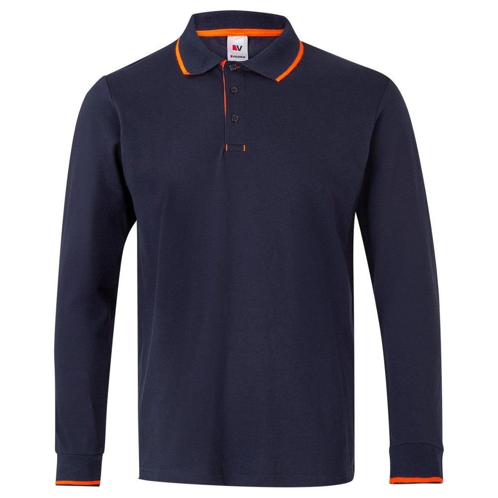 polo velilla maniche lunghe fluor match cod 105515 navy/arancio fluo xs