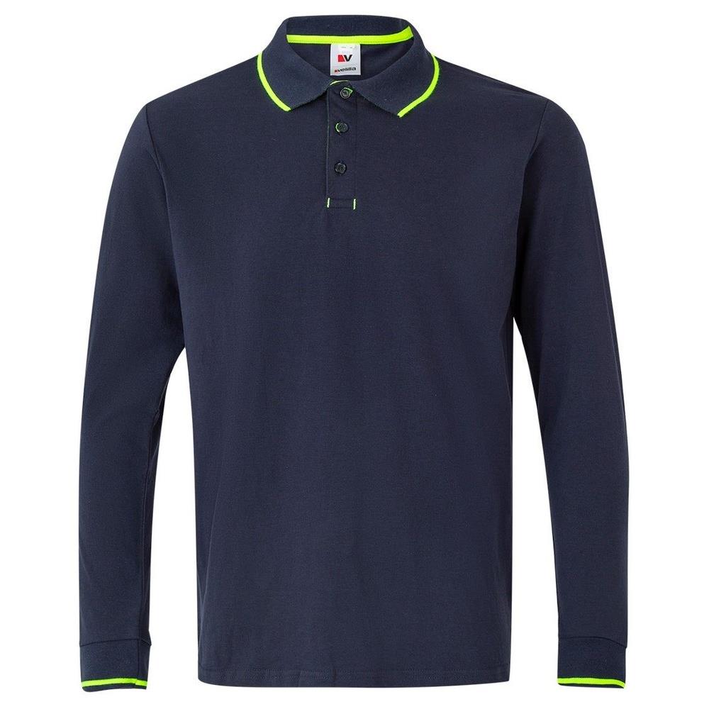 polo velilla maniche lunghe fluor match cod 105515 navy/giallo fluo xs