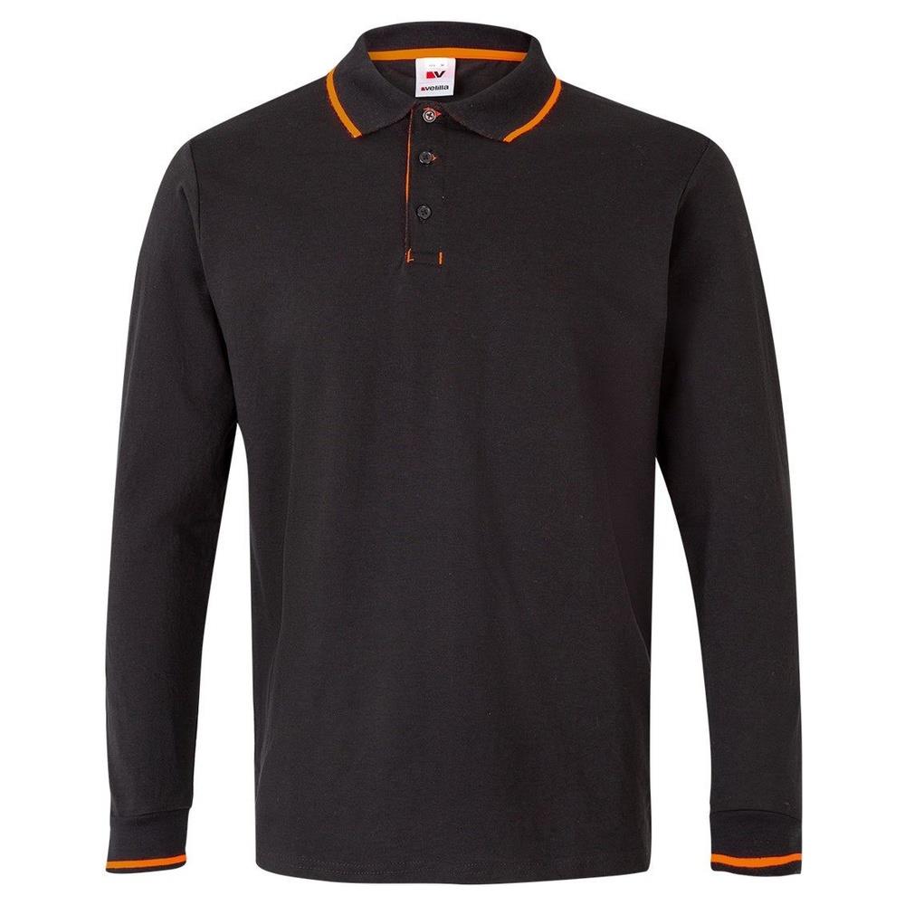 polo velilla maniche lunghe fluor match cod 105515 nero/arancio fluo xs
