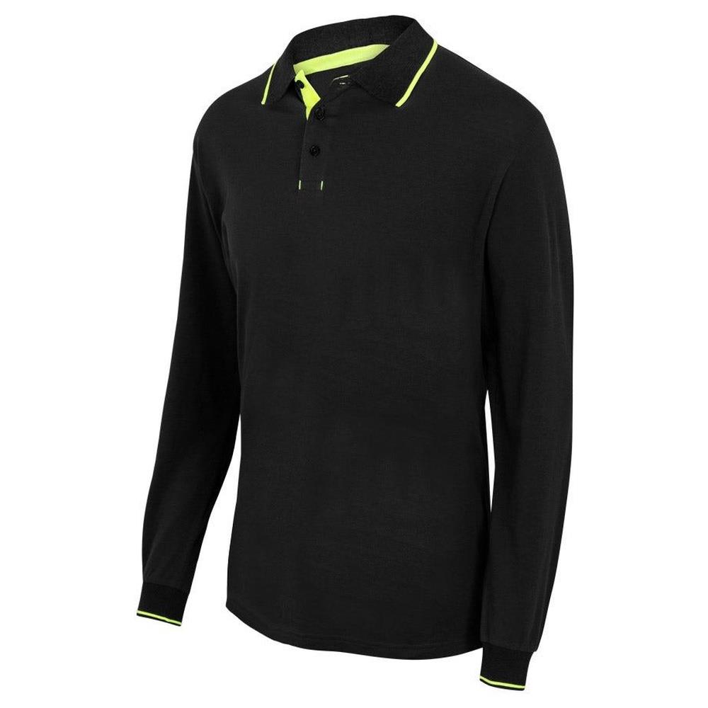 polo velilla maniche lunghe fluor match cod 105515 nero/giallo fluo xs