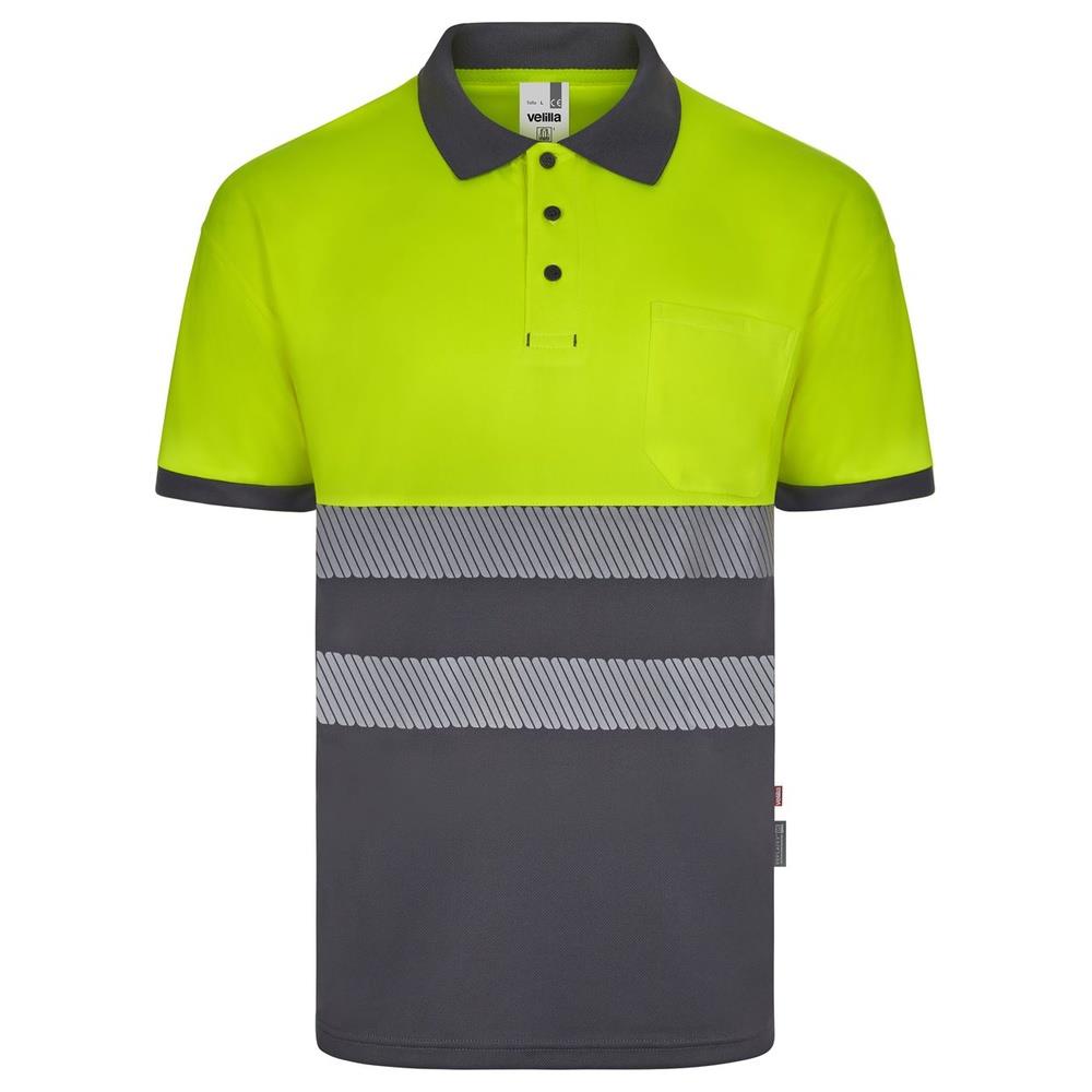 polo velilla poliestere riciclato bicolor m cod 305533 grigio/giallo fluo s