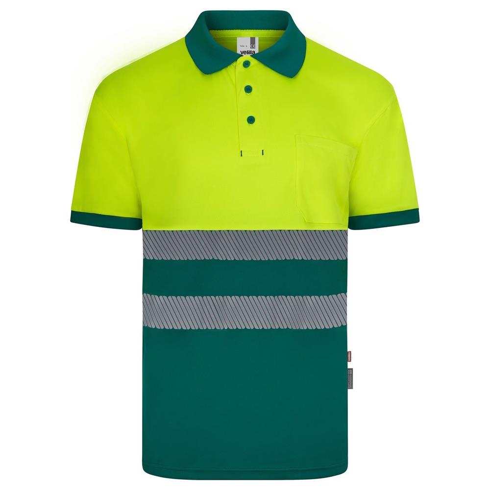 polo velilla poliestere riciclato bicolor m cod 305533 verde/giallo fluo s