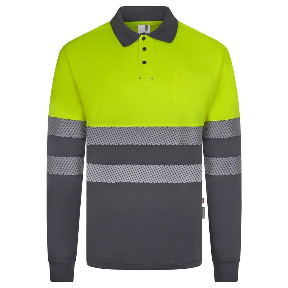 polo velilla poliestere riciclato bicolor m cod 305535 grigio/giallo fluo s