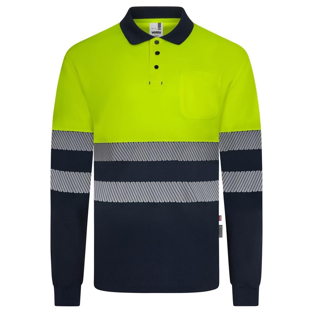 polo velilla poliestere riciclato bicolor m cod 305535 navy/giallo fluo s
