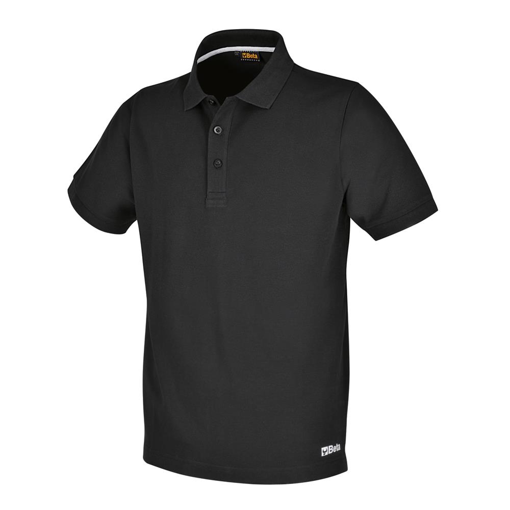 polo work in cotone 200g, con 3 bottoni, nera beta 7552n
