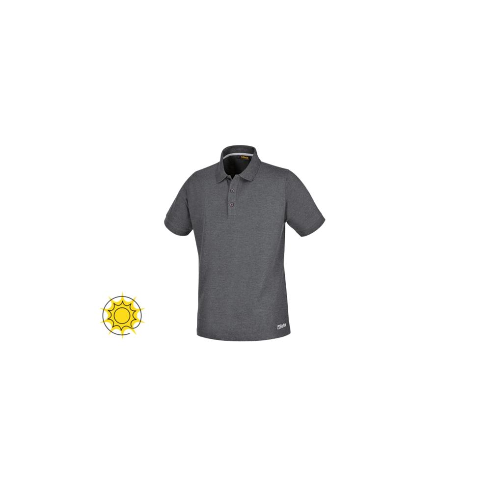 polo work in cotone piquet 200g, con 3 bottoni, grigio melange beta 7552g