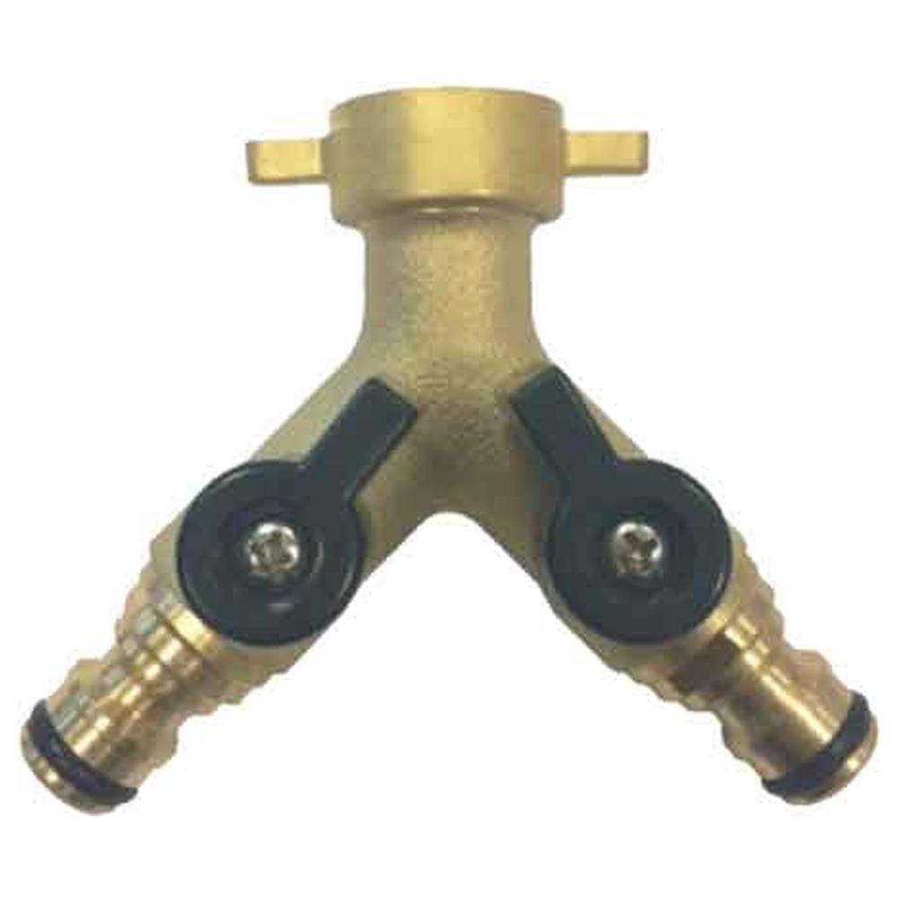 presa a rubinetto in ottone doppia uscita con innesti rapidi  3/4"