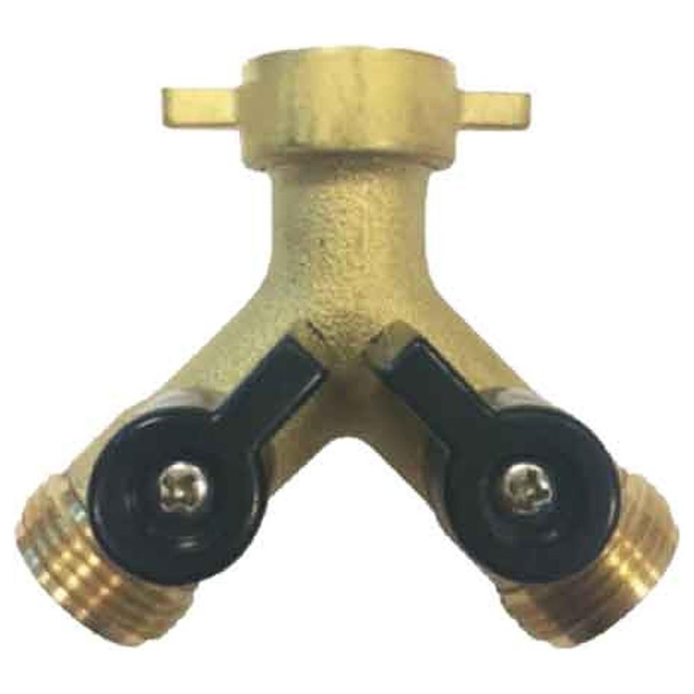 presa a rubinetto in ottone doppia uscita f3/4" x m3/4" x m3/4"