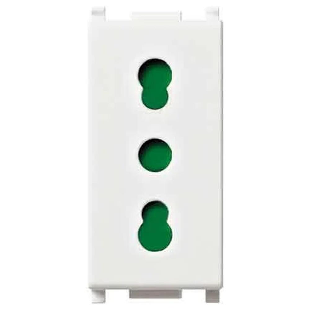 presa bivalente 'plana' vimar 10/16a 250v 2p+t - colore bianco