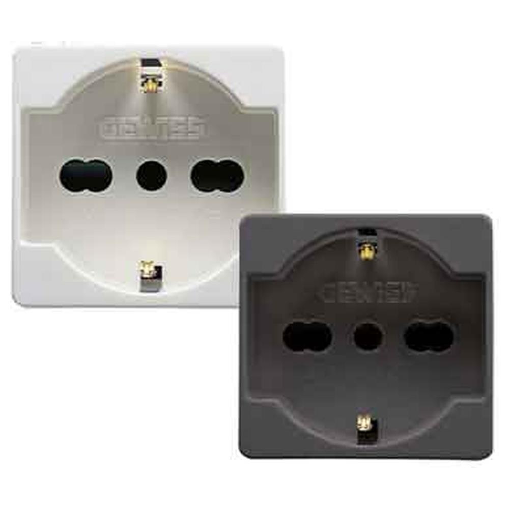 presa italiana/tedesca 'system' 10/16a 250v 2p+t - bianco
