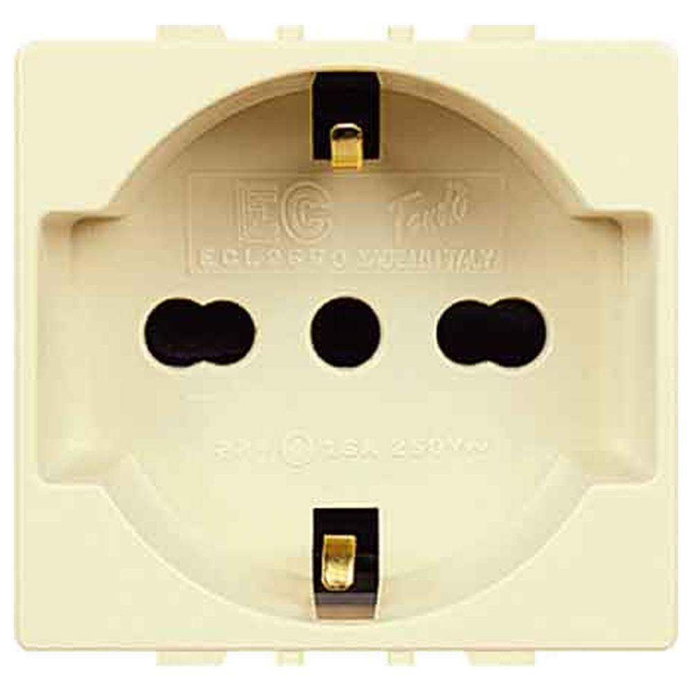 presa italiana/tedesca 'tondo' 10/16a 250v 2p+t