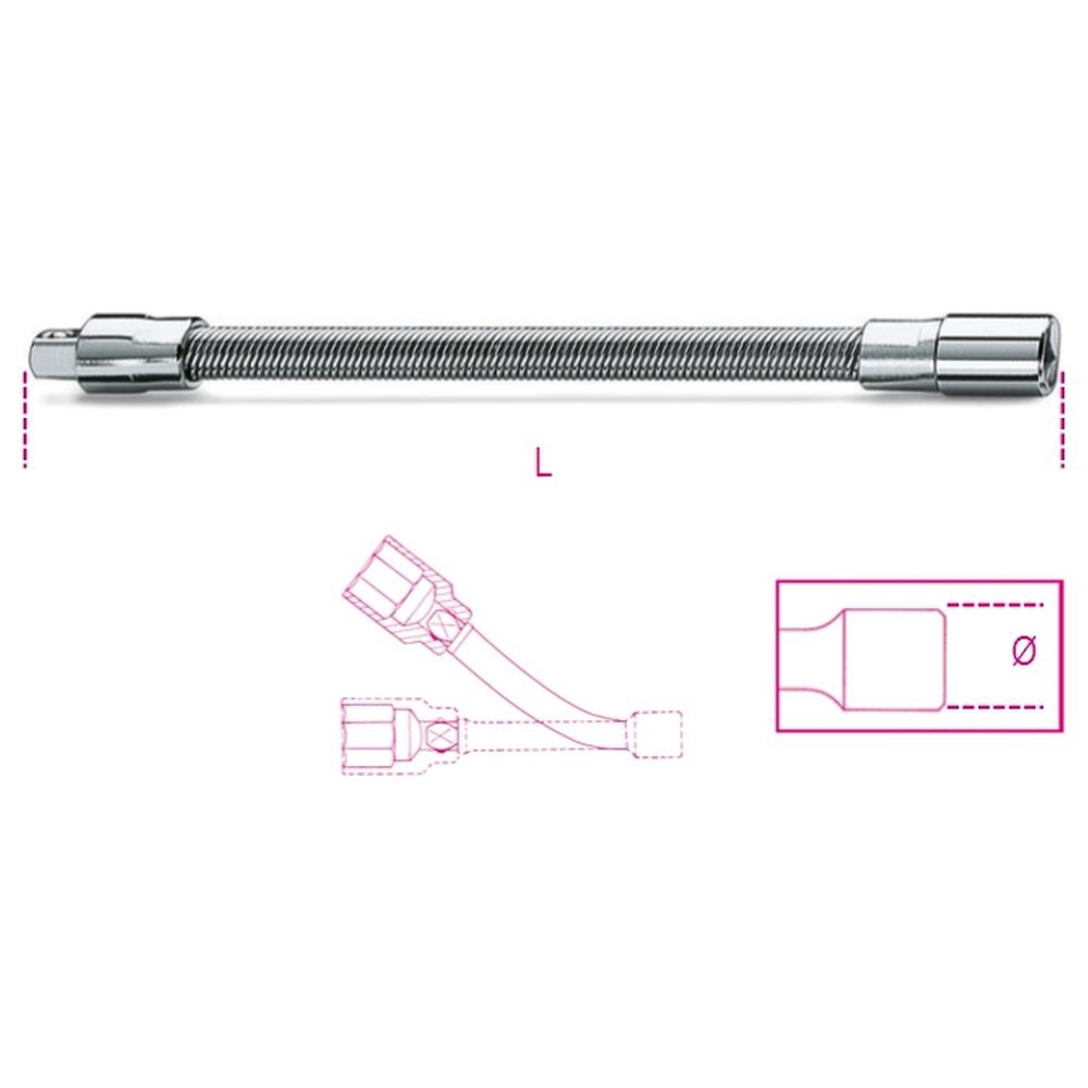 prolunga a mano flessibile con attacchi quadri maschio e femmina 1/4" cromata beta 900fl