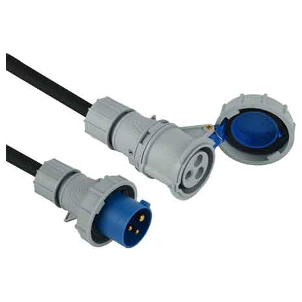 prolunga industriale con cavo in gomma ip67 16a 2p+t 200-250v - 20 mt