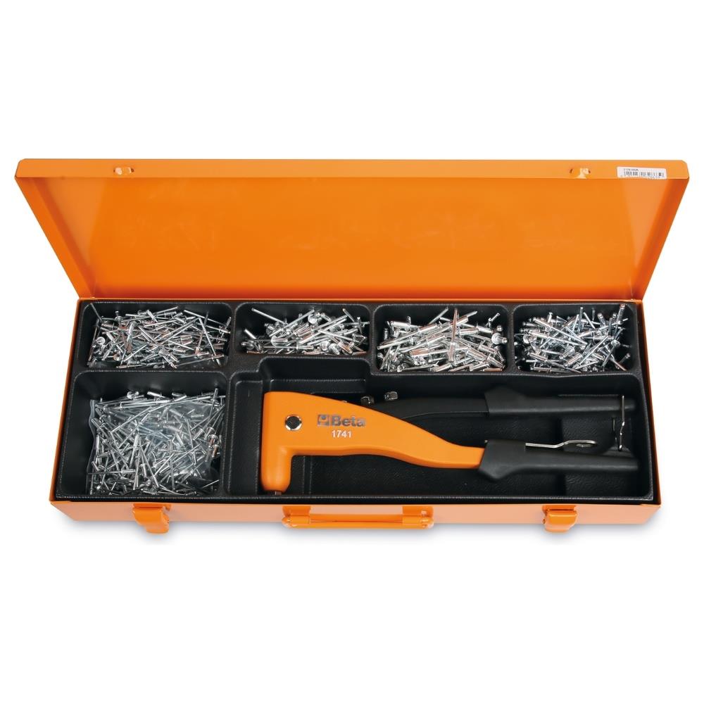 rivettatrice 1741 con assortimento di 700 rivetti in alluminio beta 1741/c5