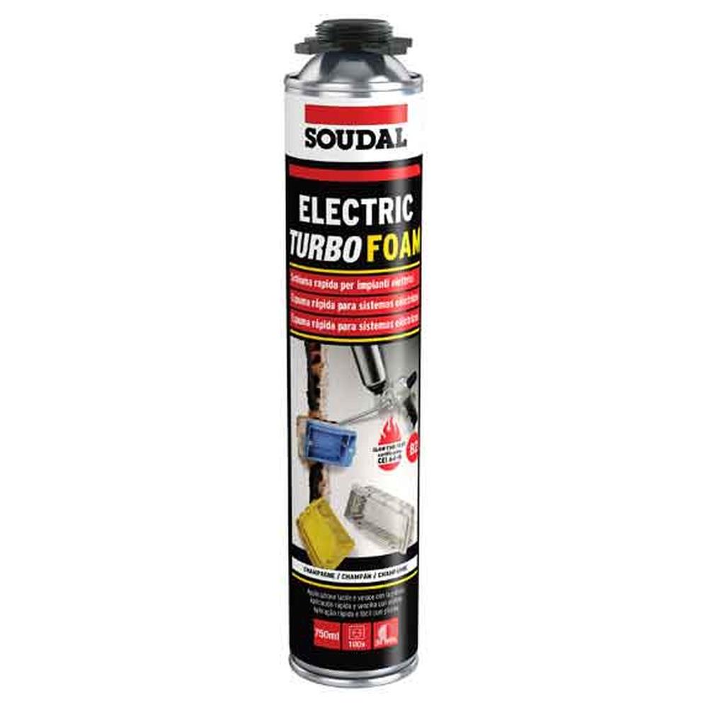 schiuma poliuretanica per impianti elettrici 'turbo foam' soudal 750 ml - pistola
