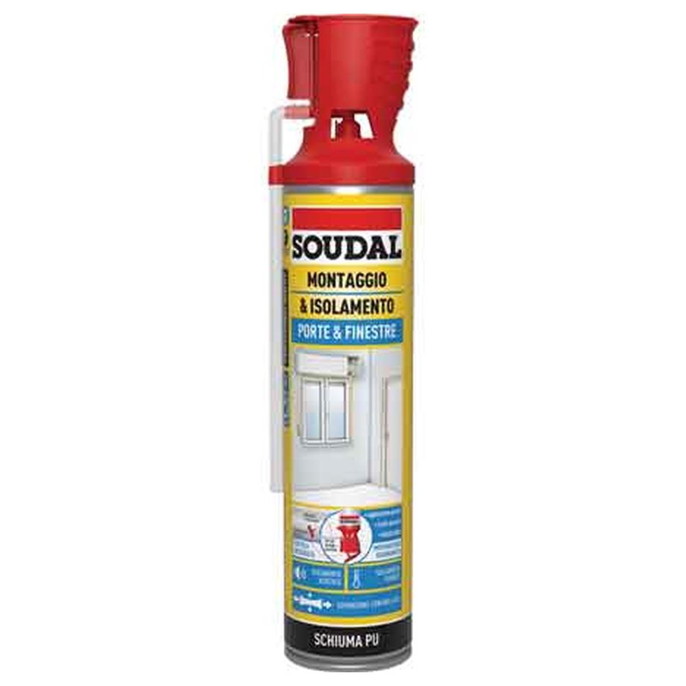 schiuma poliuretanica porte e finestre con applicatore soudal 600 ml