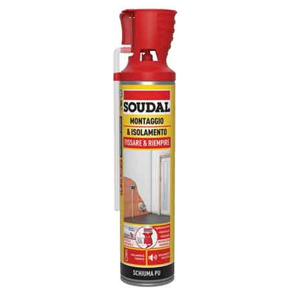schiuma poliuretanica universale con applicatore soudal 600 ml