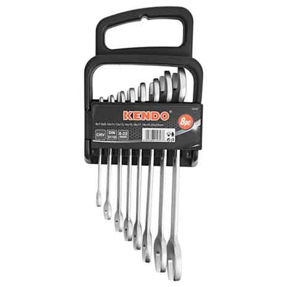 serie chiavi a forchetta con supporto kendo 8 pezzi contenuto 6-7-20-22 mm