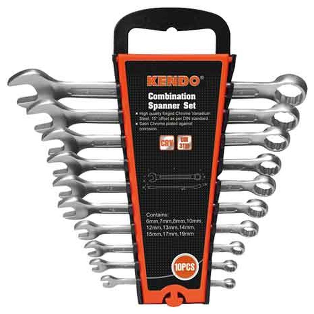 serie chiavi combinate con supporto kendo 10 pezzi contenuto 6-19 mm