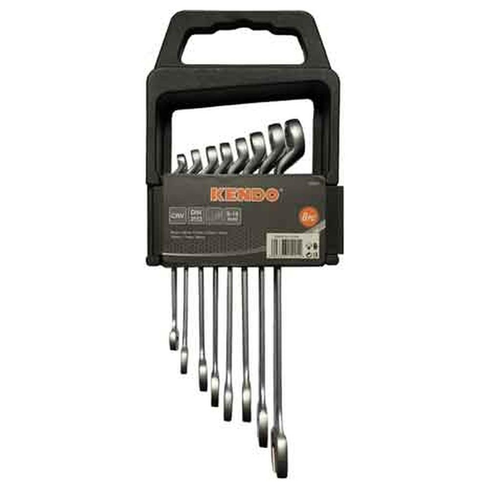 serie chiavi combinate con supporto kendo 8 pezzi contenuto 8-19 mm