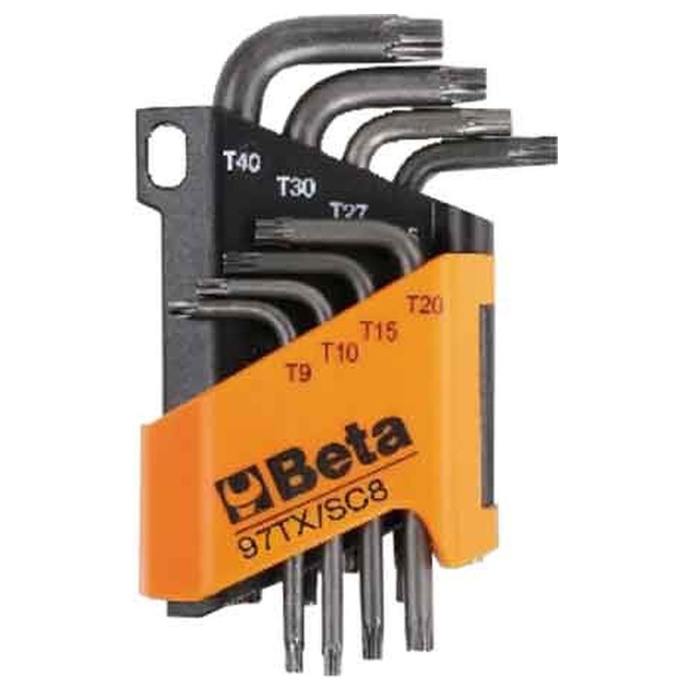 serie chiavi maschio piegate torx art. 97tx/sc8 beta 8 pezzi - t9÷t40
