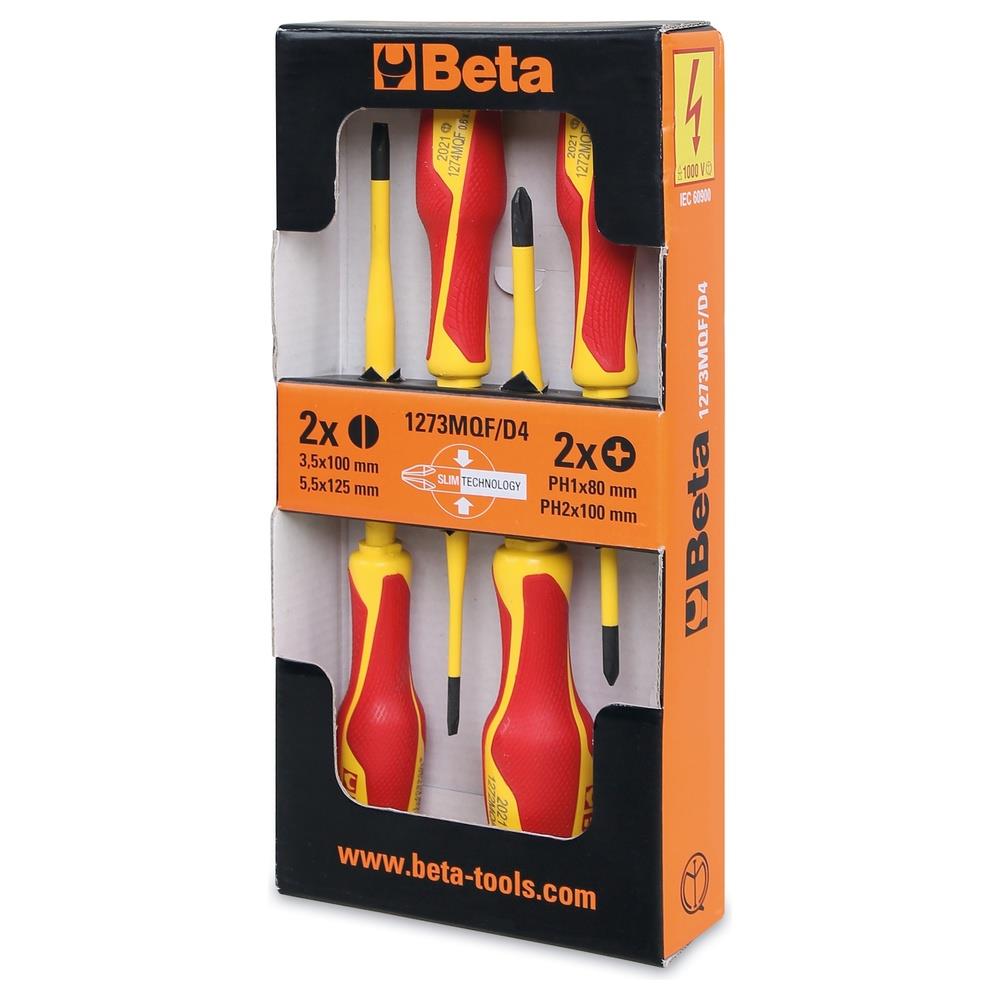 serie di 4 giravite slim beta 1273mqf/d4