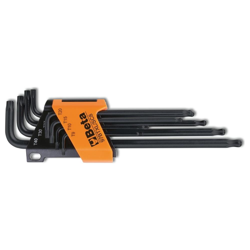serie di 8 chiavi maschio piegate con un'estremità sferica per viti con impronta torx(r) beta 97btxl