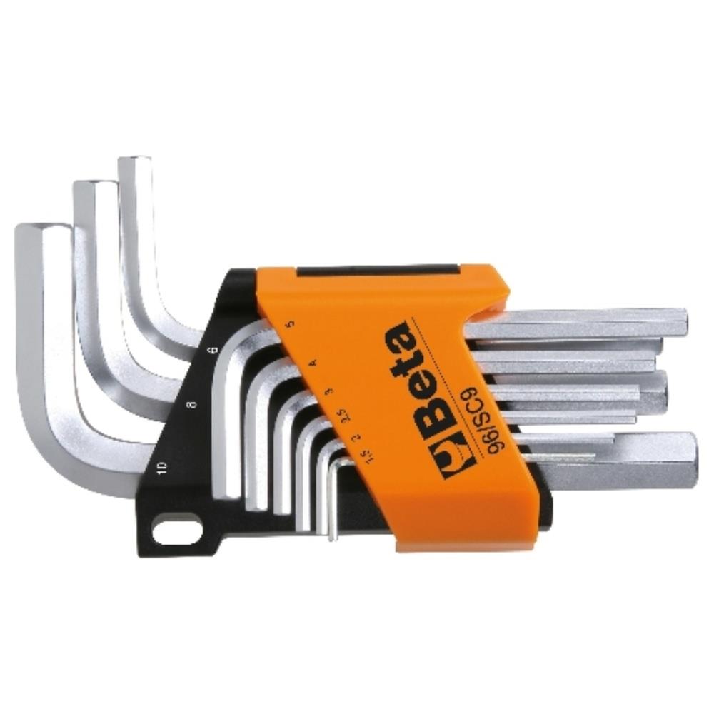 serie di 9 chiavi maschio esagonale piegate cromate beta 96c/as