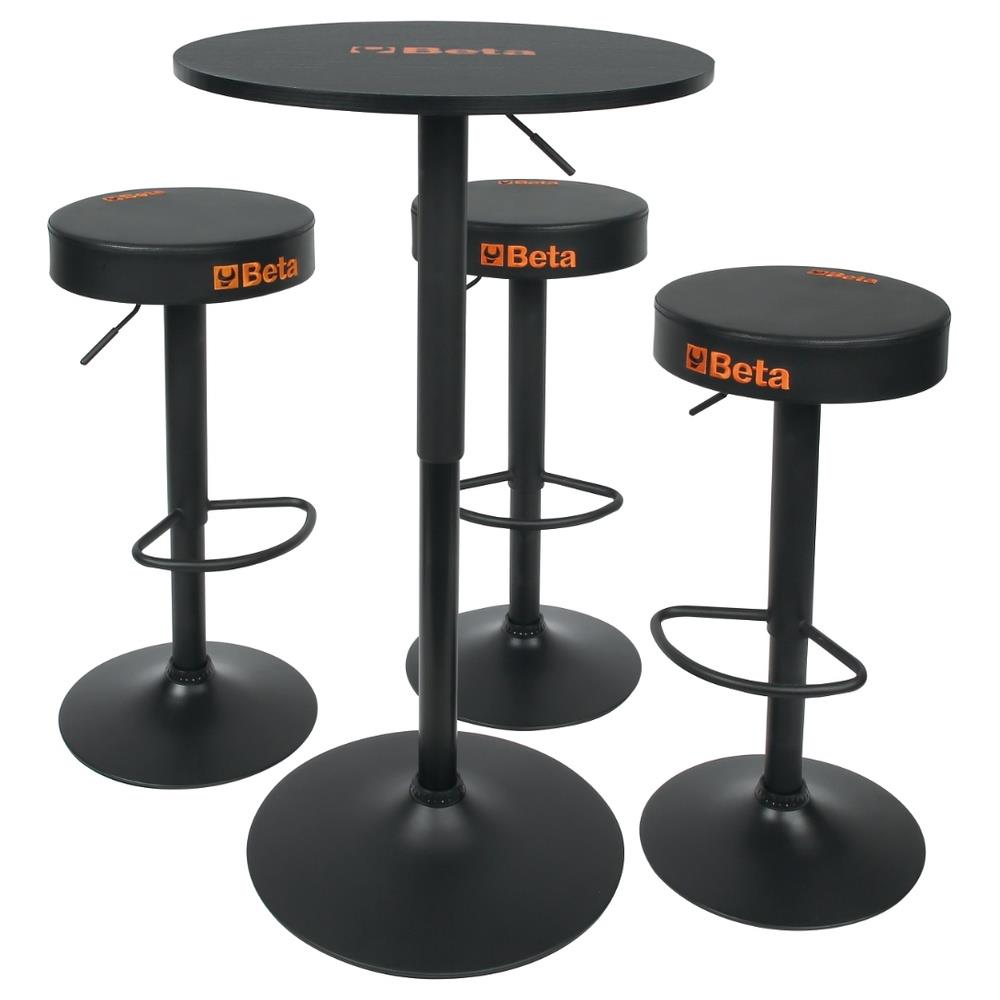 set arredo composto da tavolo e tre sgabelli regolabili in altezza betacollection 9566k