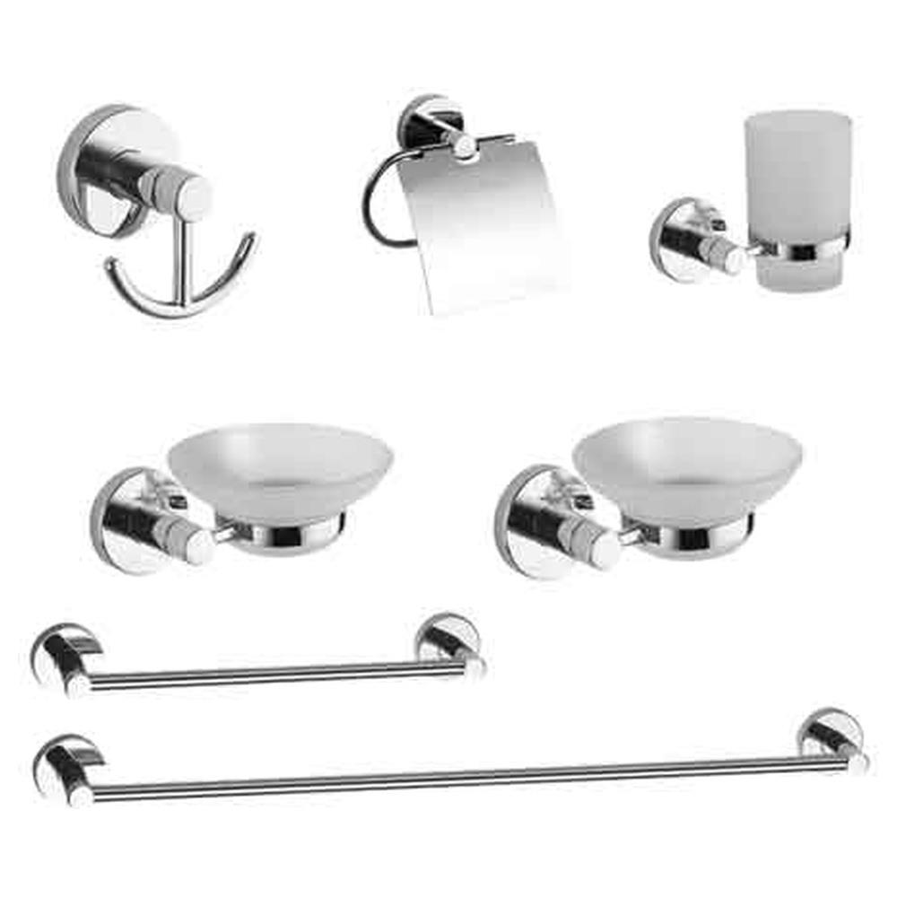 set bagno 'carol' 7 pezzi cromo - vetro