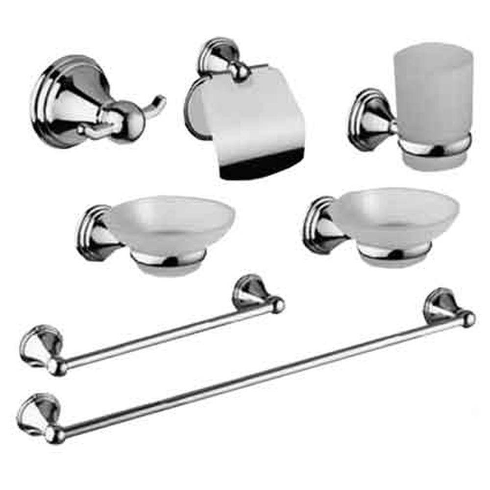 set bagno 'sara' 7 pezzi cromo - vetro