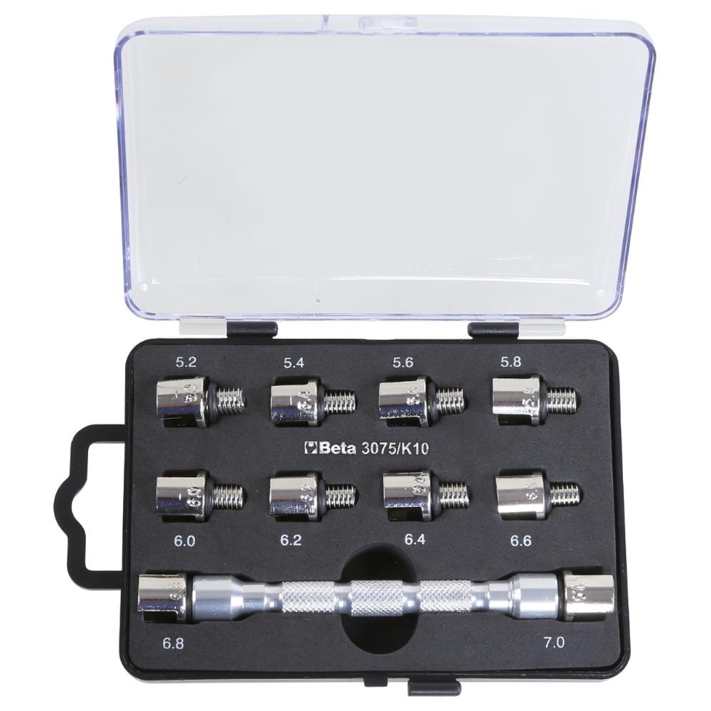 set chiave universale a testina intercambiabile e 10 inserti, per serraggio raggi ruote beta 3075/k10