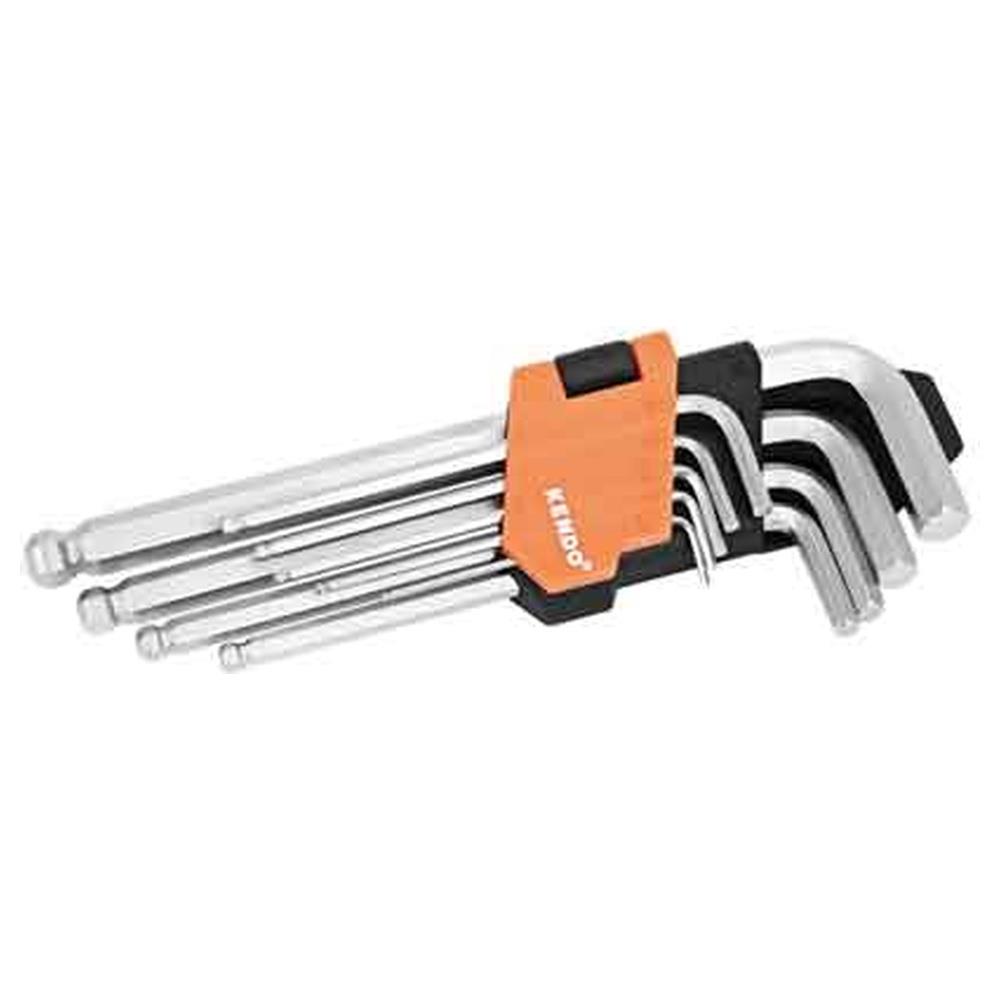 set chiavi maschio esagonali lunghe kendo c/sfera 9 pezzi 1,5;2;2,5;3;4;5;6;8;10 mm