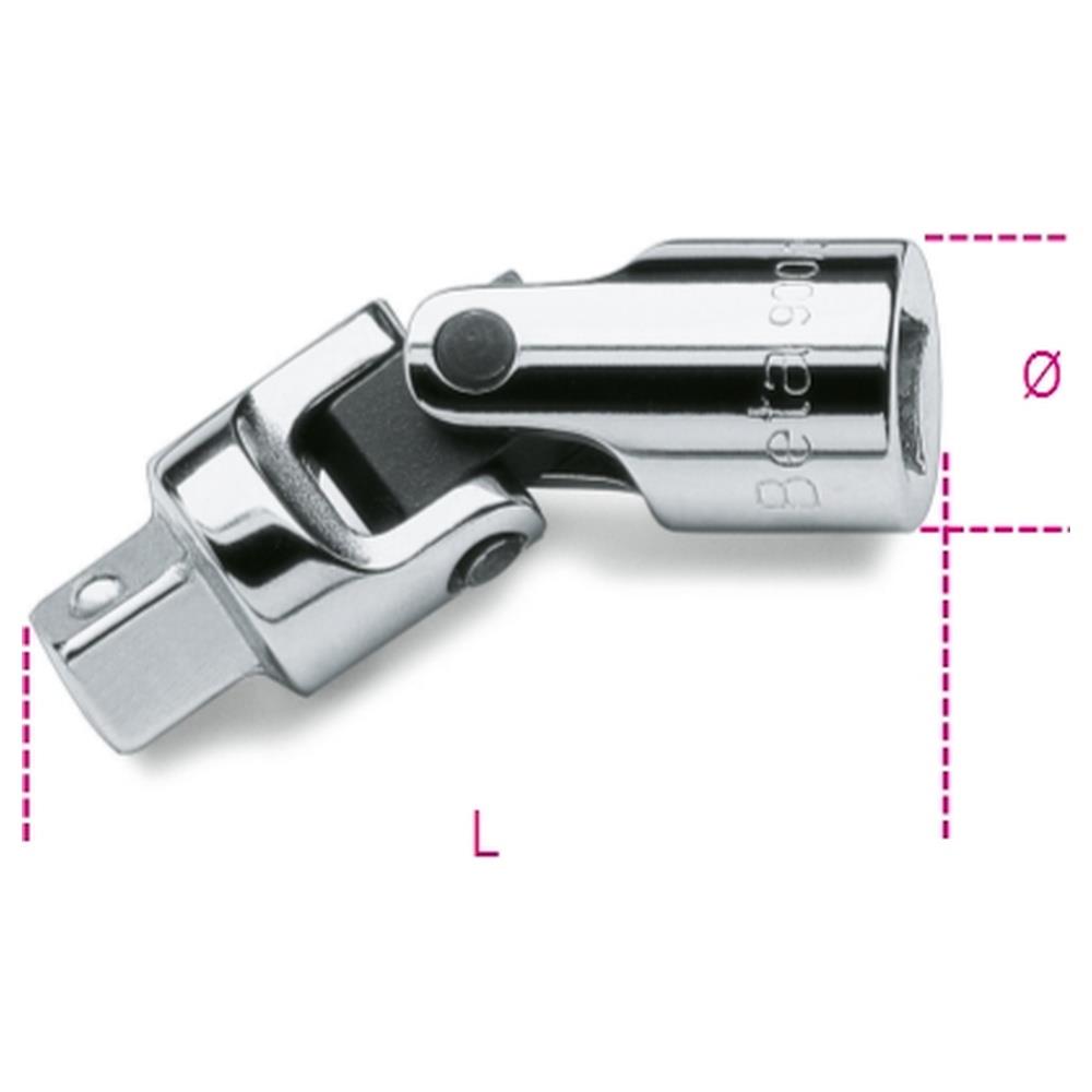 snodo a mano con attacchi quadri, maschio e femmina 1/4" cromato beta 900/25