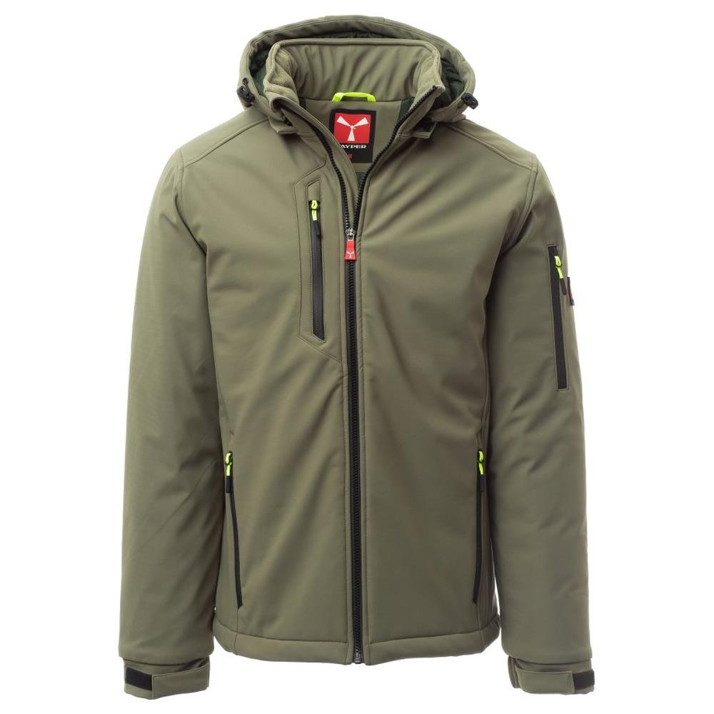 softshell con cappuccio payper creek pad verde militare/verde xxs