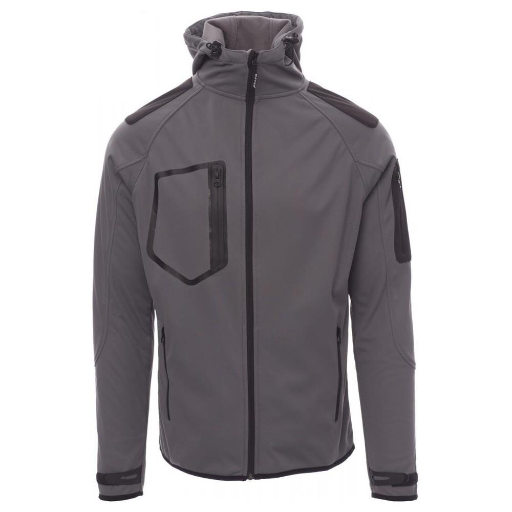 softshell con cappuccio payper extreme steel grey/nero xs