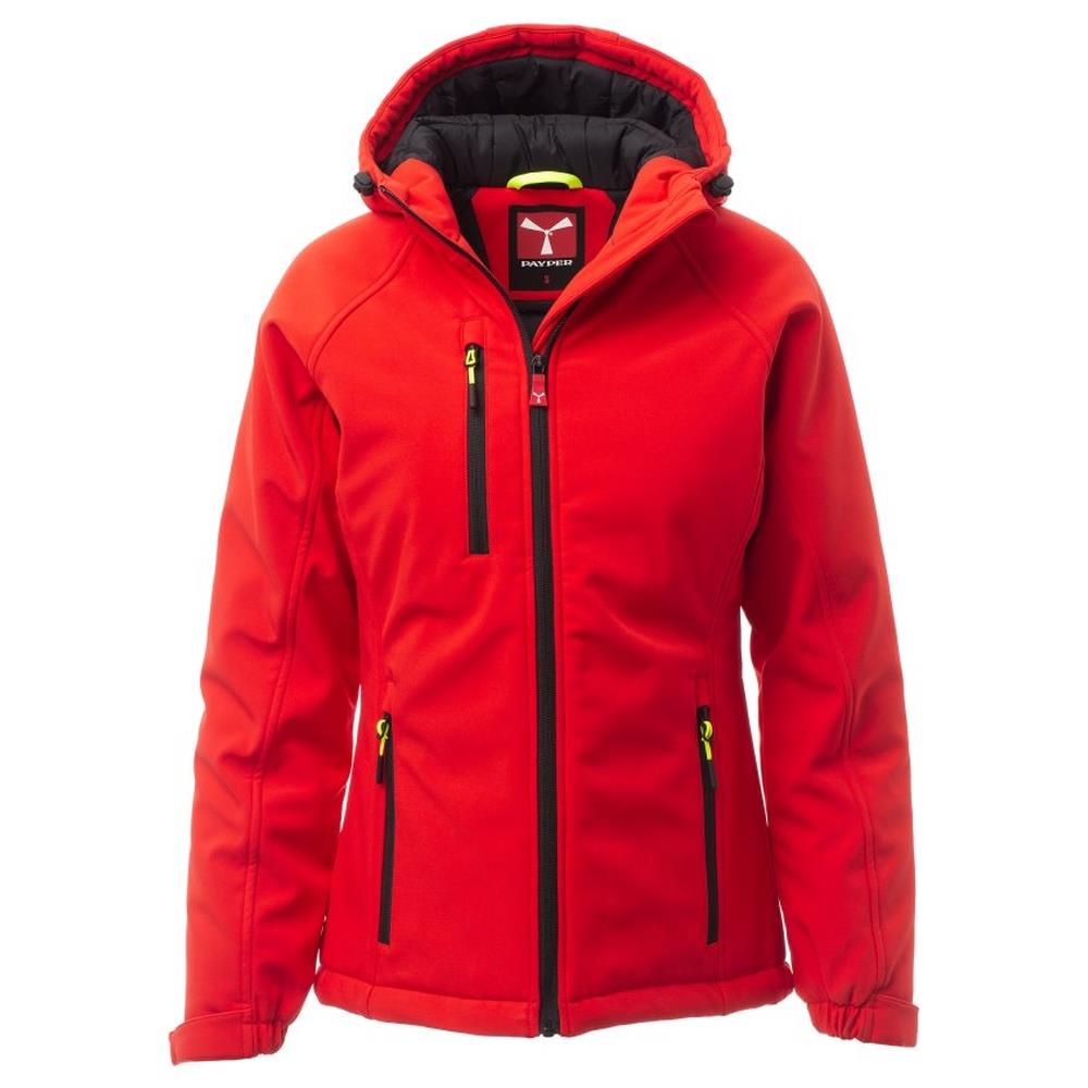 softshell con cappuccio payper gale pad lady rosso/nero xs