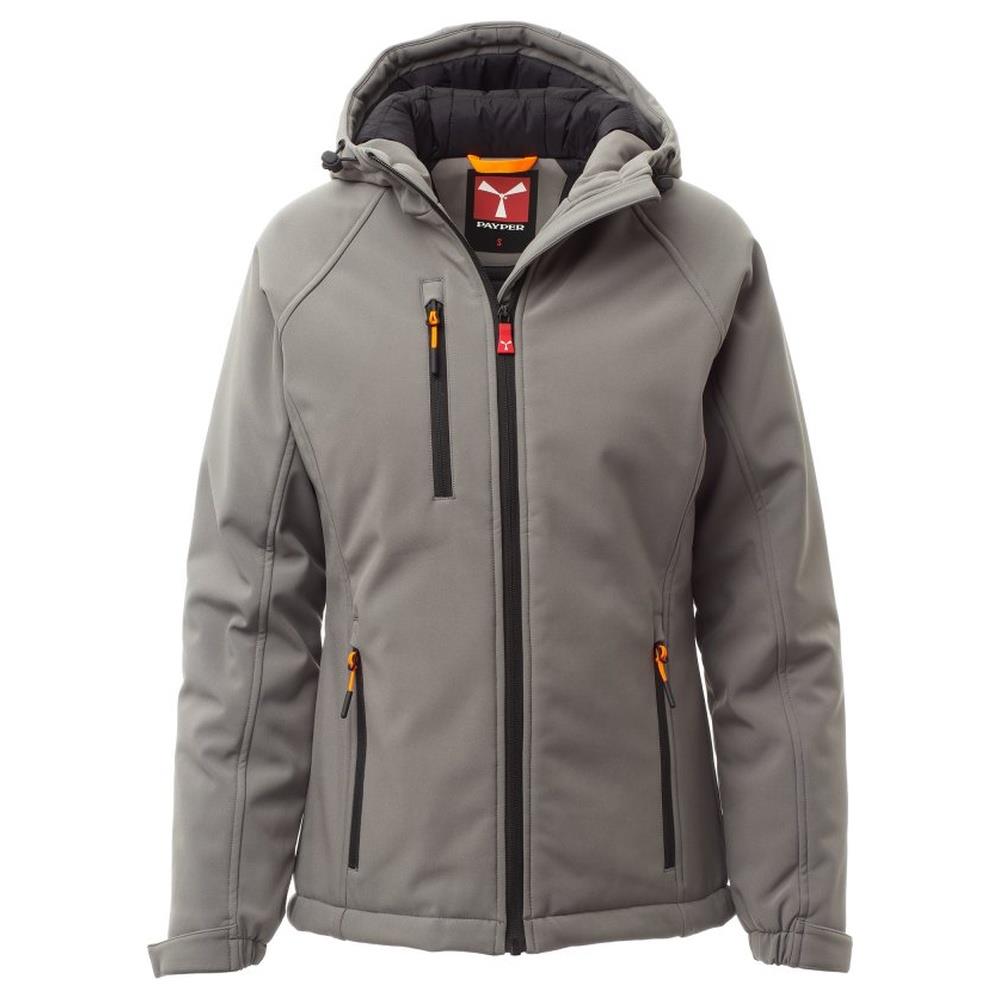 softshell con cappuccio payper gale pad lady smoke/nero xs