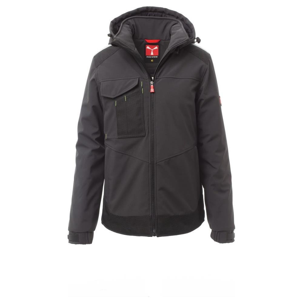 softshell con cappuccio payper performer pad antracite/nero xxs