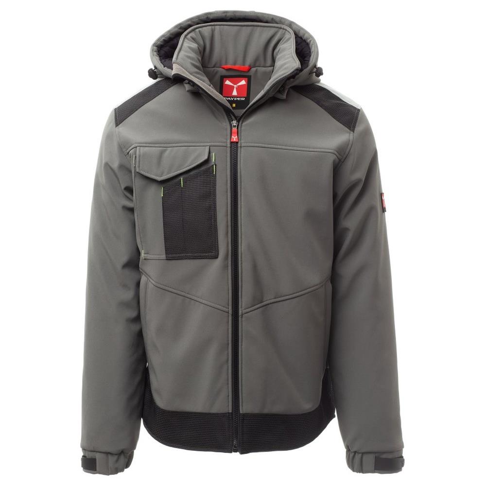 softshell con cappuccio payper performer pad smoke/nero xxs
