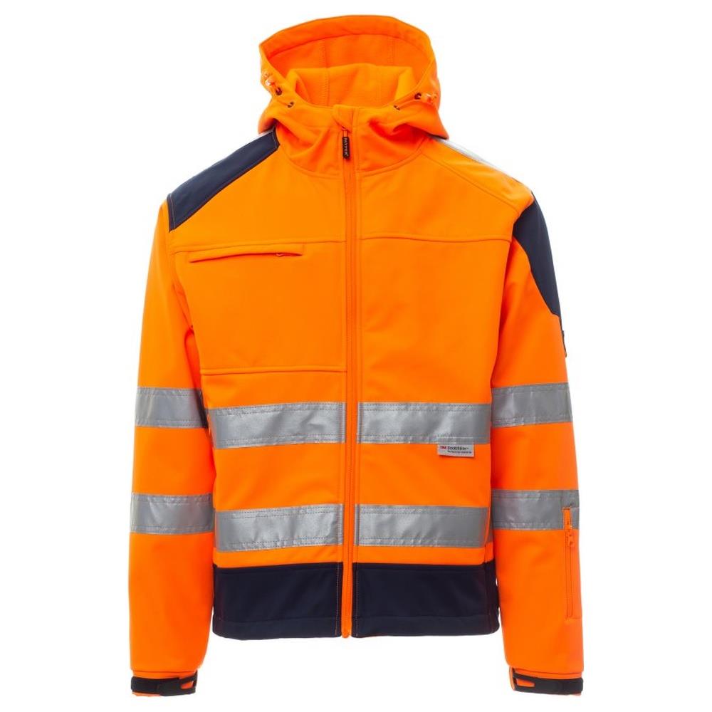softshell con cappuccio payper shine 2.0 arancione fluo/navy s