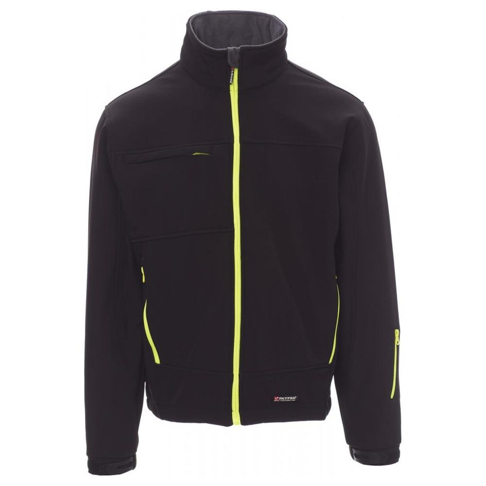 softshell con cappuccio payper storm nero/giallo neon xs