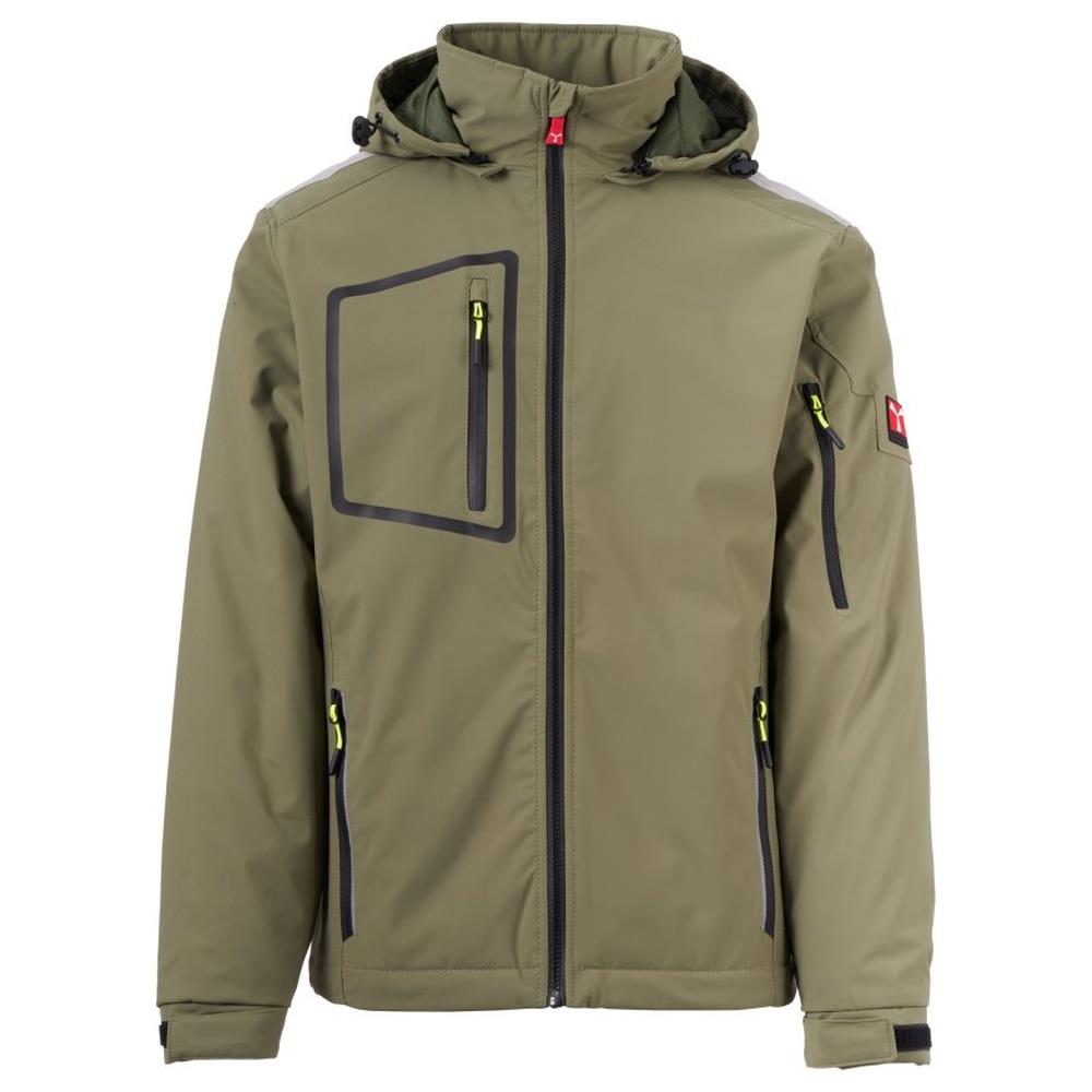 softshell con cappuccio payper stream lite pad verde militare/verde xxs