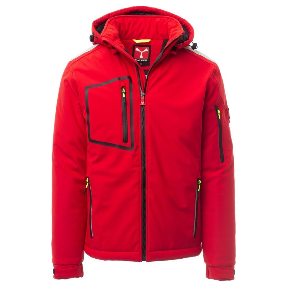 softshell con cappuccio payper stream pad rosso/nero xxs