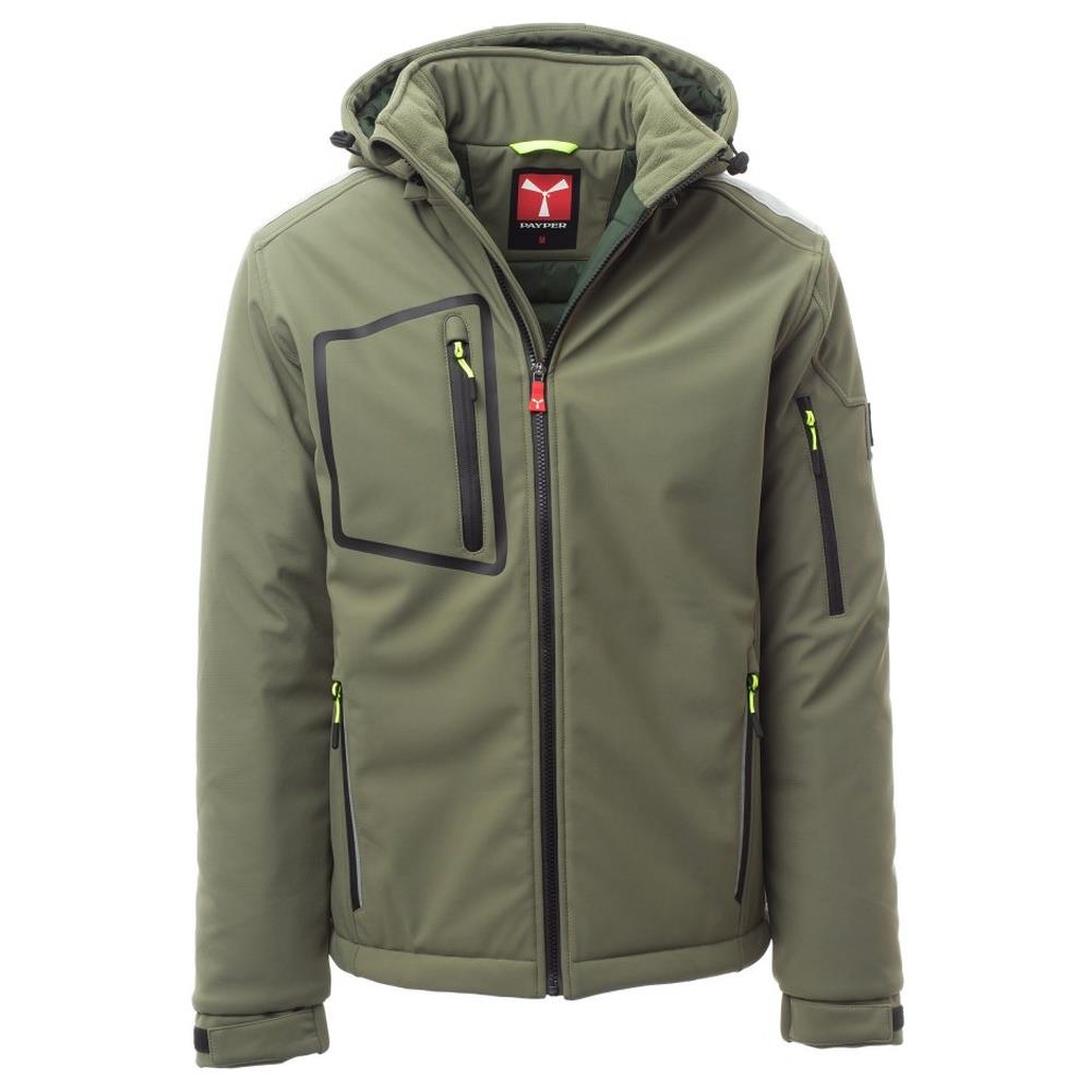 softshell con cappuccio payper stream pad verde militare/verde xxs
