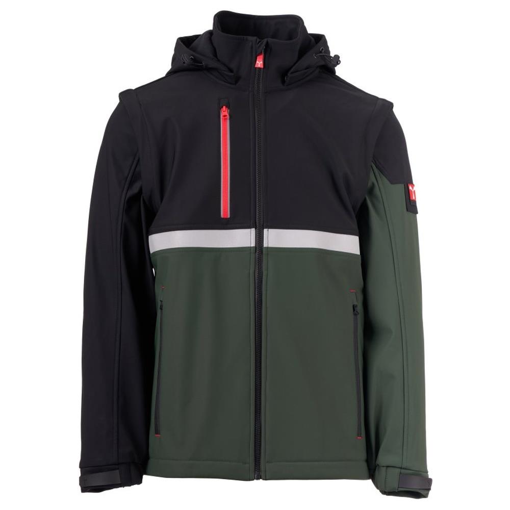 softshell con cappuccio payper wise 2in1 verde foresta/nero xxs