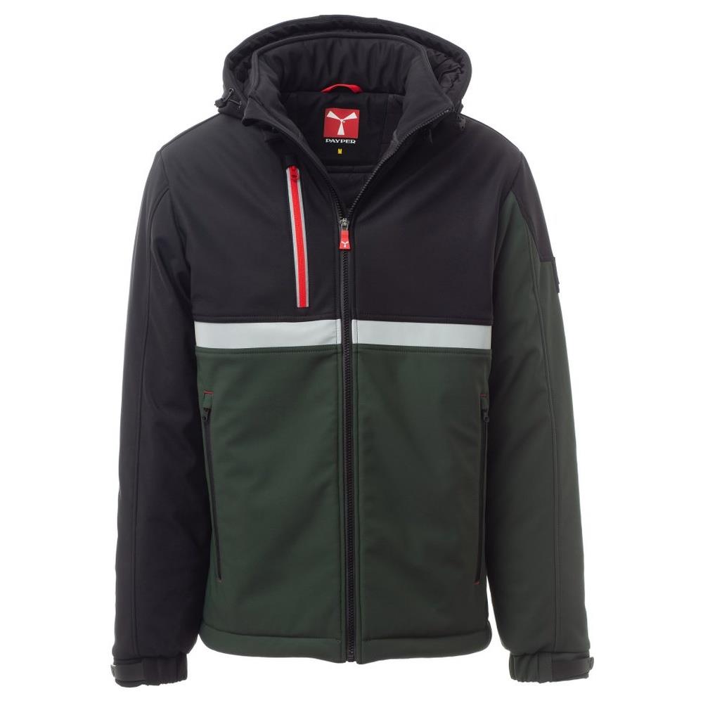 softshell con cappuccio payper wise pad verde foresta/nero xxs